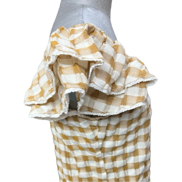 Matilda Jane Annabelle Plaid Boho Top White Tan Gingham Size S - Picture 4 of 9